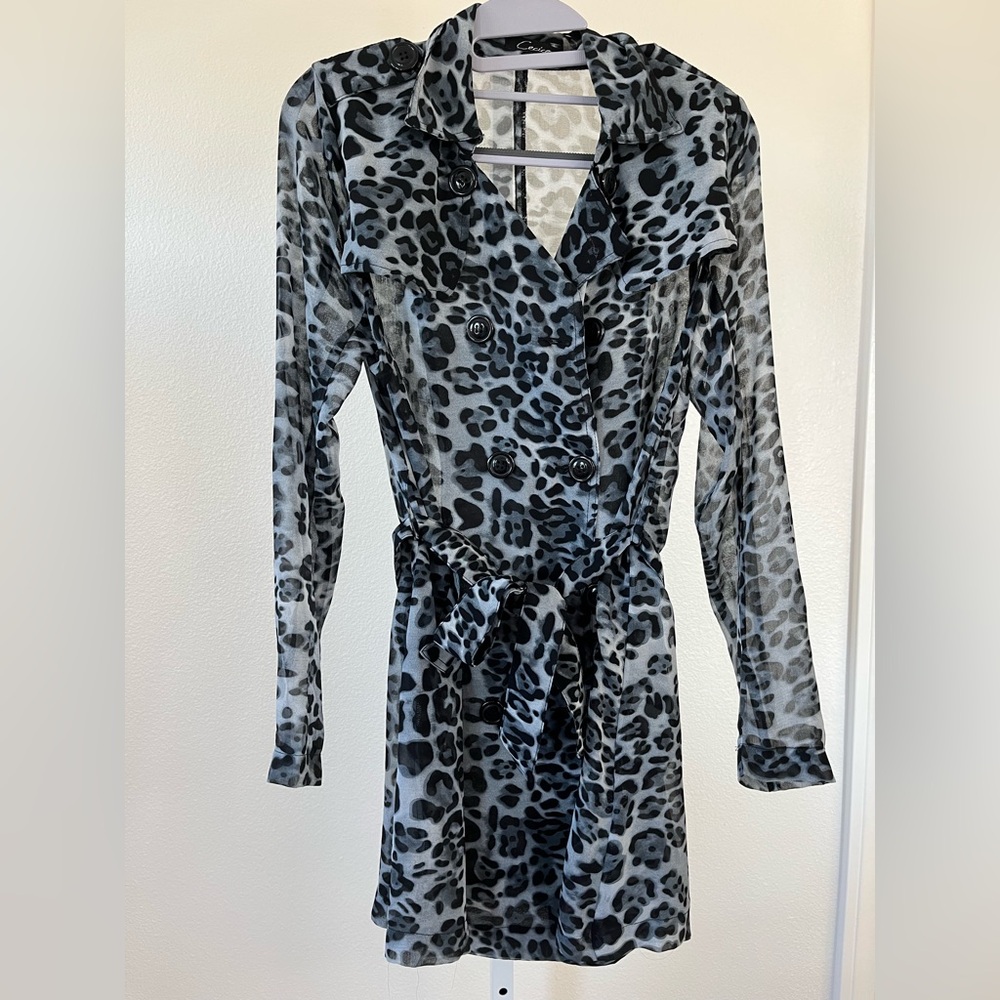 Cecico Black and Gray Animal Print Long Sleeve Dress